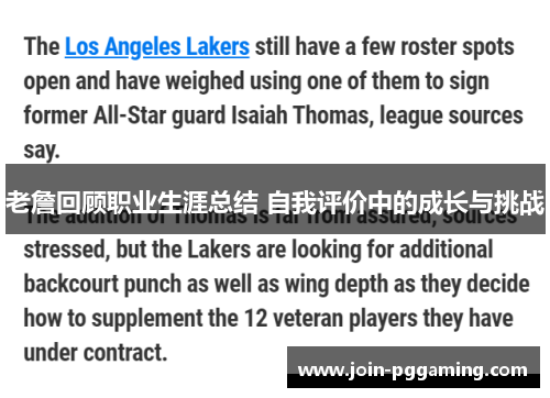 老詹回顾职业生涯总结 自我评价中的成长与挑战